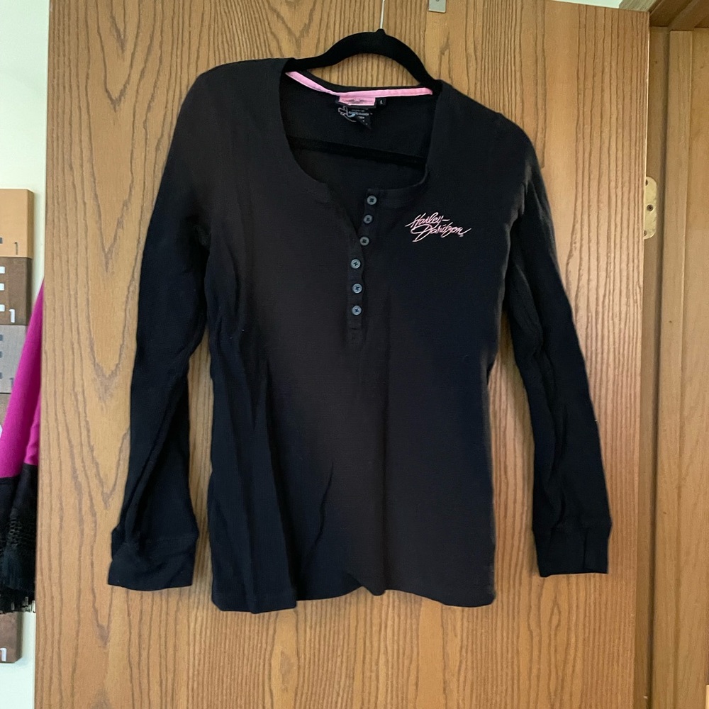 Harley Davidson Black Henley
